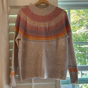 J Crew sweater with pink, blue and orange detail